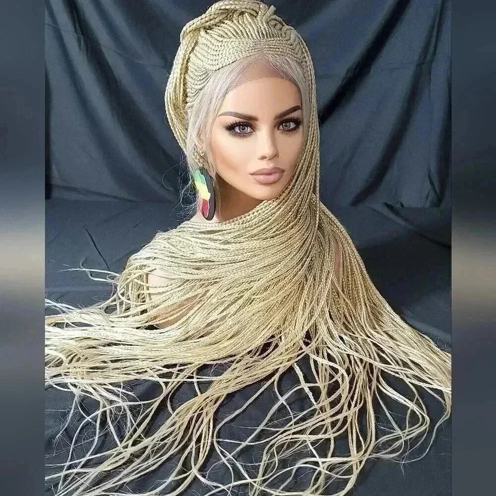 Blond Braided wigs 100% handmade, stunning , very long, feeding cornrows, NWT - Picture 2 of 15